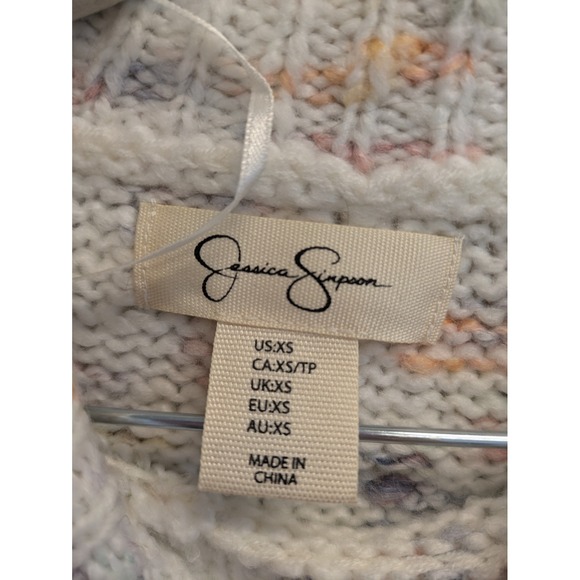 Jessica Simpson XS/S Cream Multi Knit Turtleneck Sweater Pullover - Picture 7 of 9